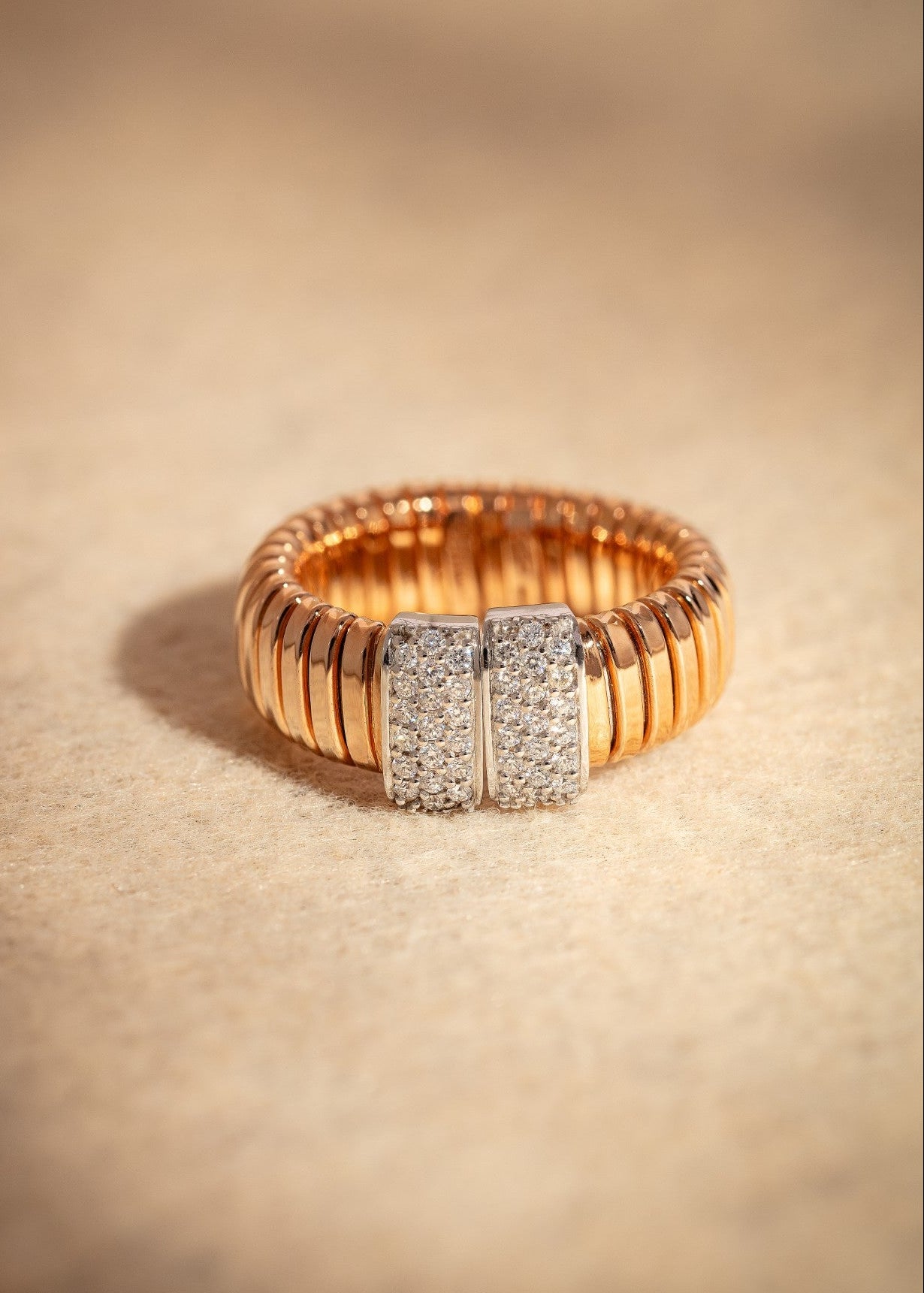 Tubogas Ring with Diamond Pave Bars