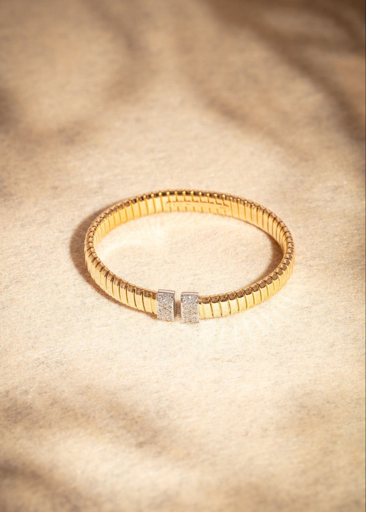 Tubogas Bangle with Diamond Pave Bars