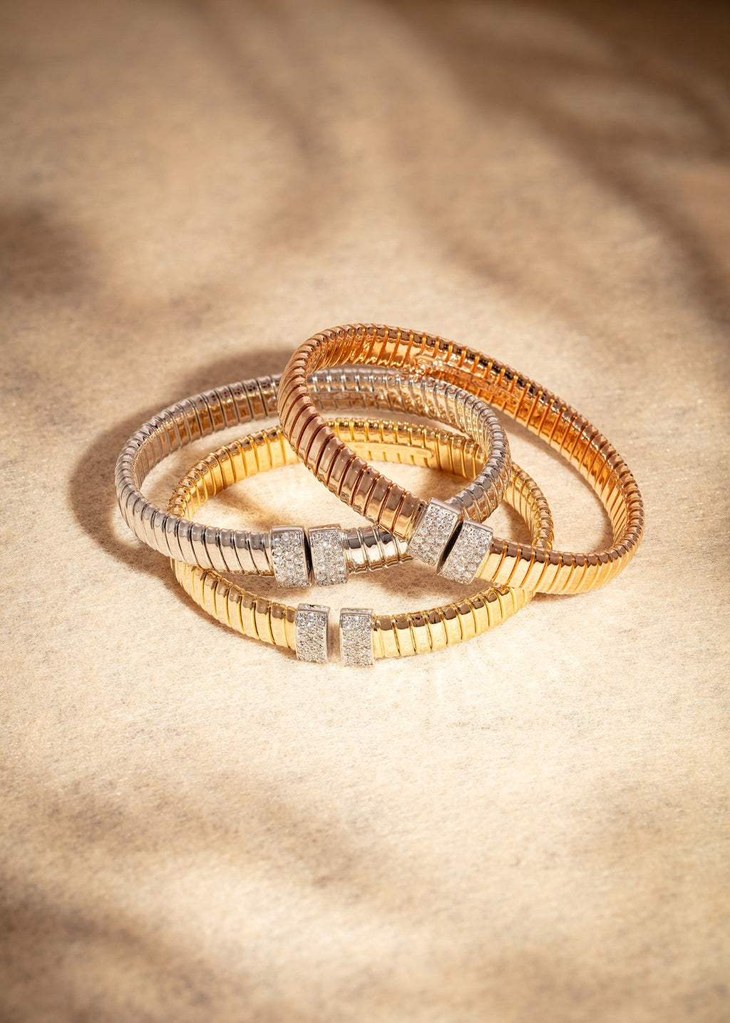 Tubogas Bangle with Diamond Pave Bars