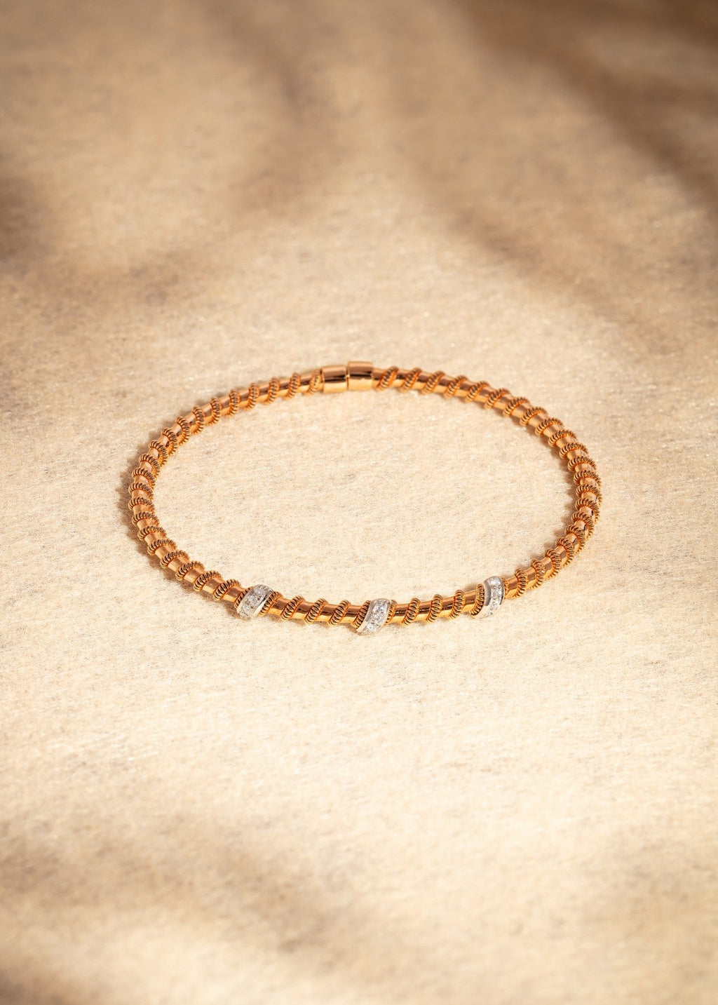 The Tubogas Twiddles Bangle with Diamonds