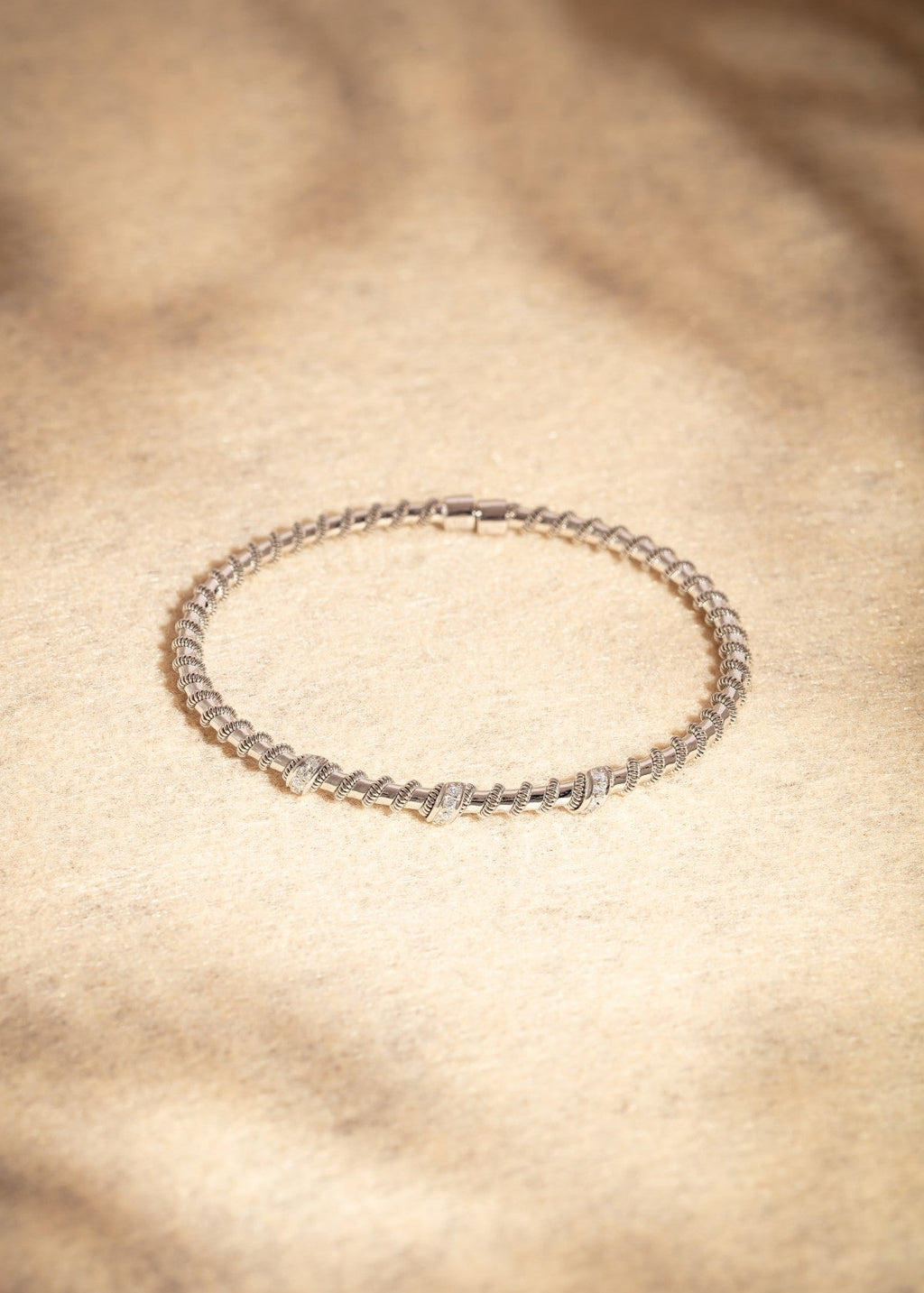The Tubogas Twiddles Bangle with Diamonds