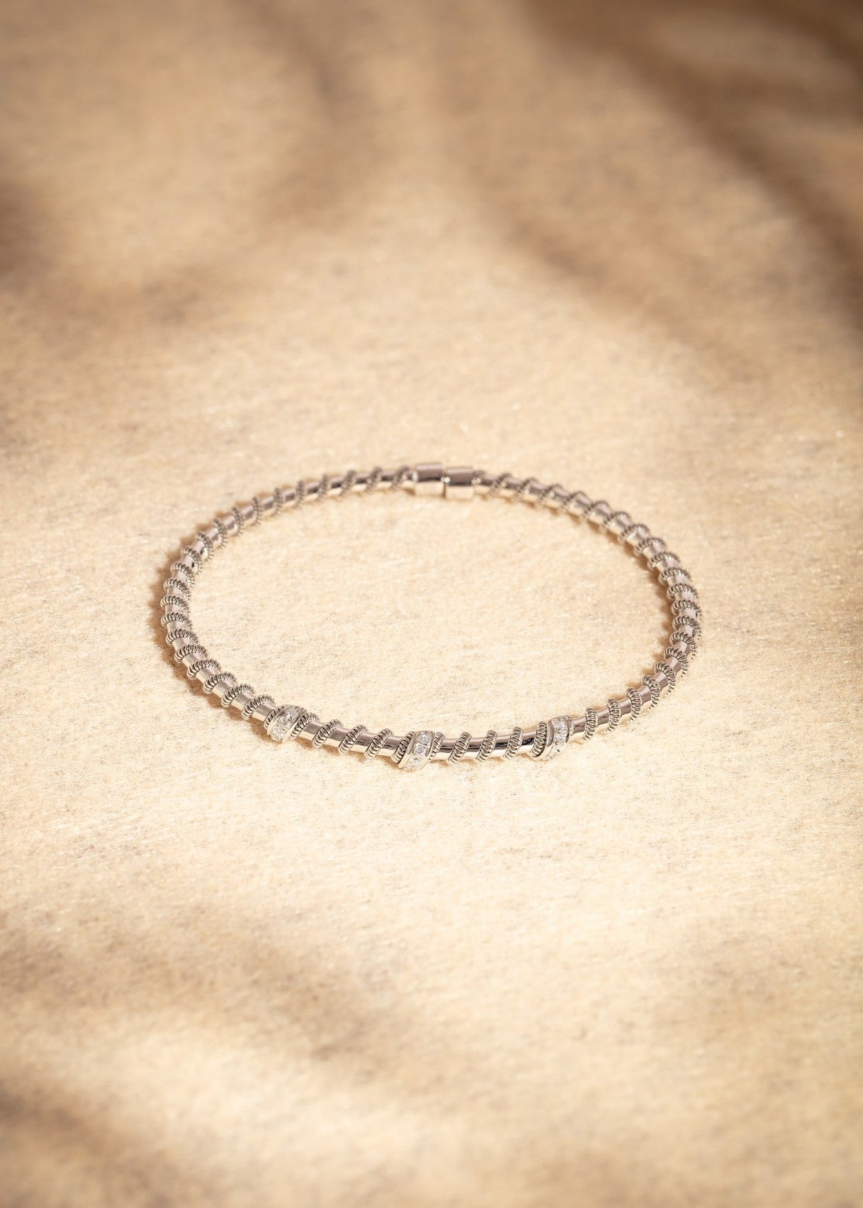 The Tubogas Twiddles Bangle with Diamonds