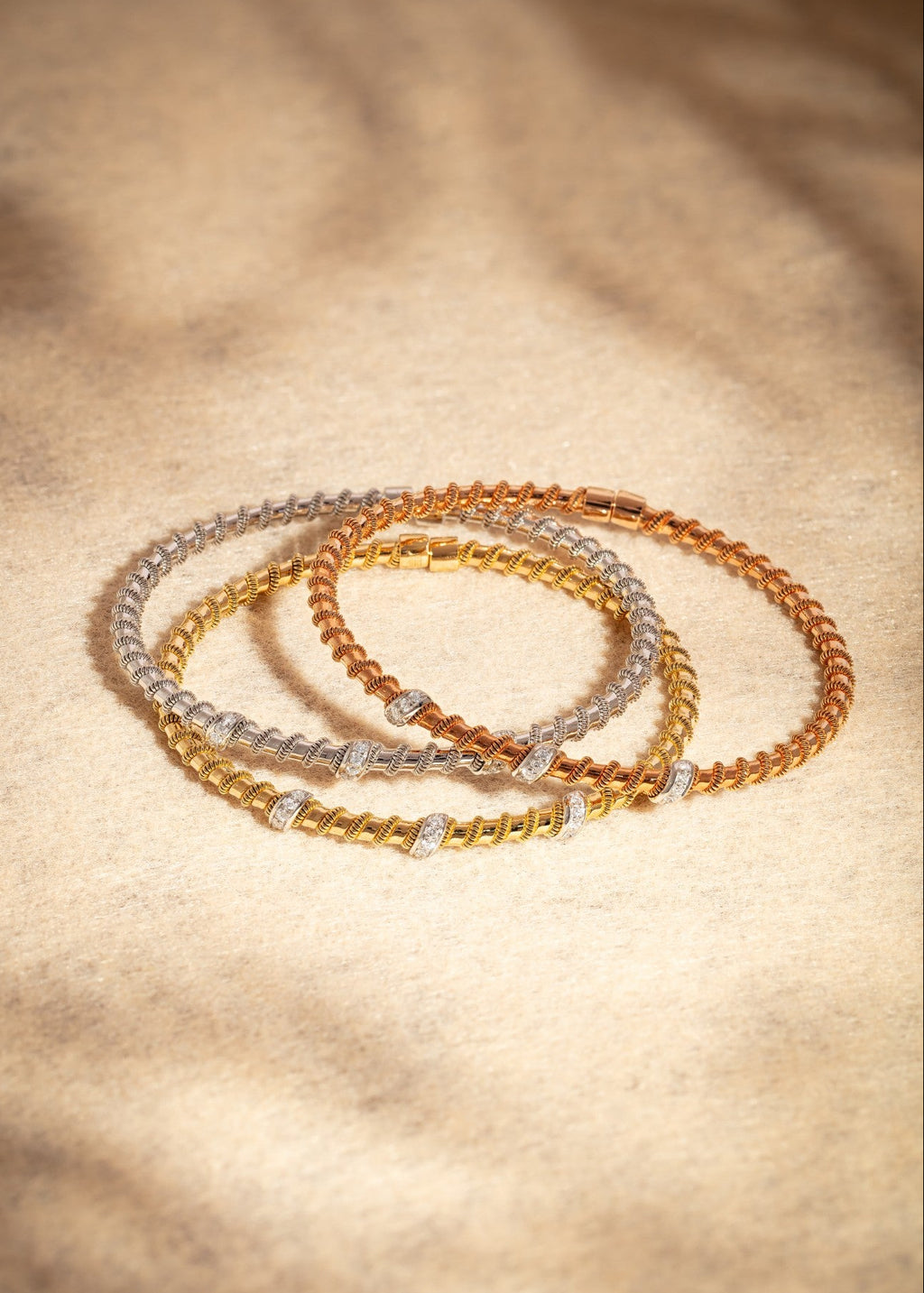 The Tubogas Twiddles Bangle with Diamonds