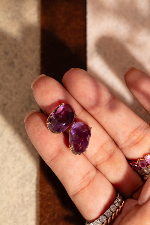 Amethyst Stud Gummie Earrings