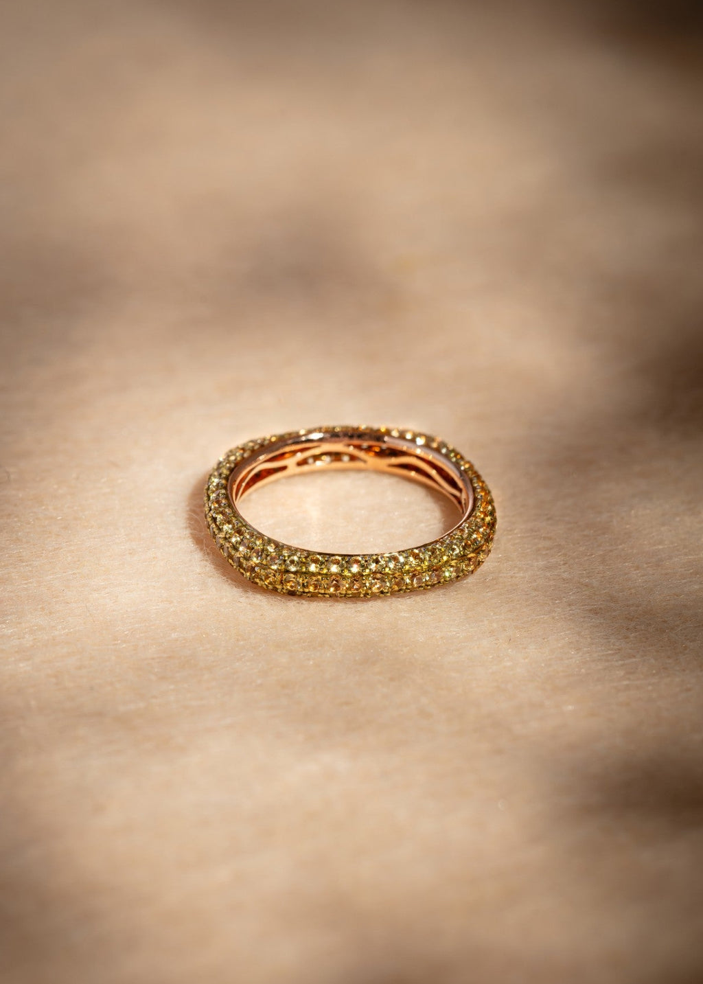 Squared Pave Yellow Sapphire Ring