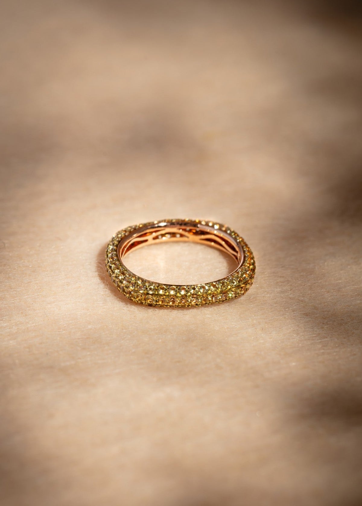 Squared Pave Yellow Sapphire Ring