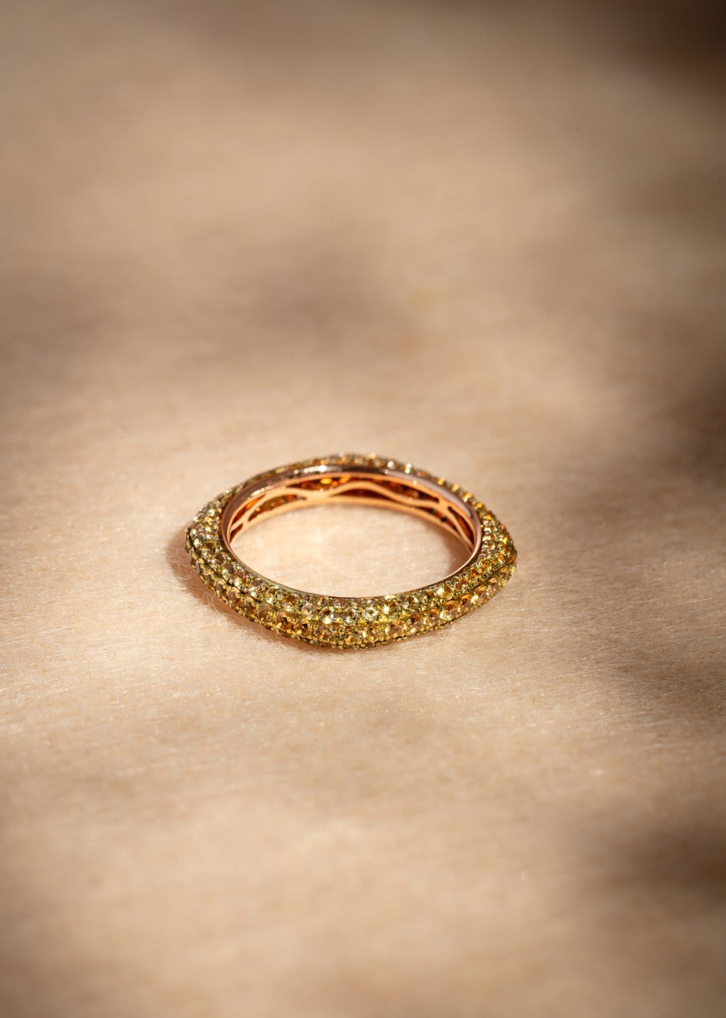 Squared Pave Yellow Sapphire Ring