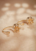 Flower Earrings with Hanging Leaves