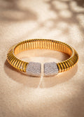 Triangular Dome Tubogas Bangle with Diamonds