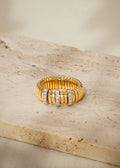 Tubogas Ring with 3 Bars of Diamonds