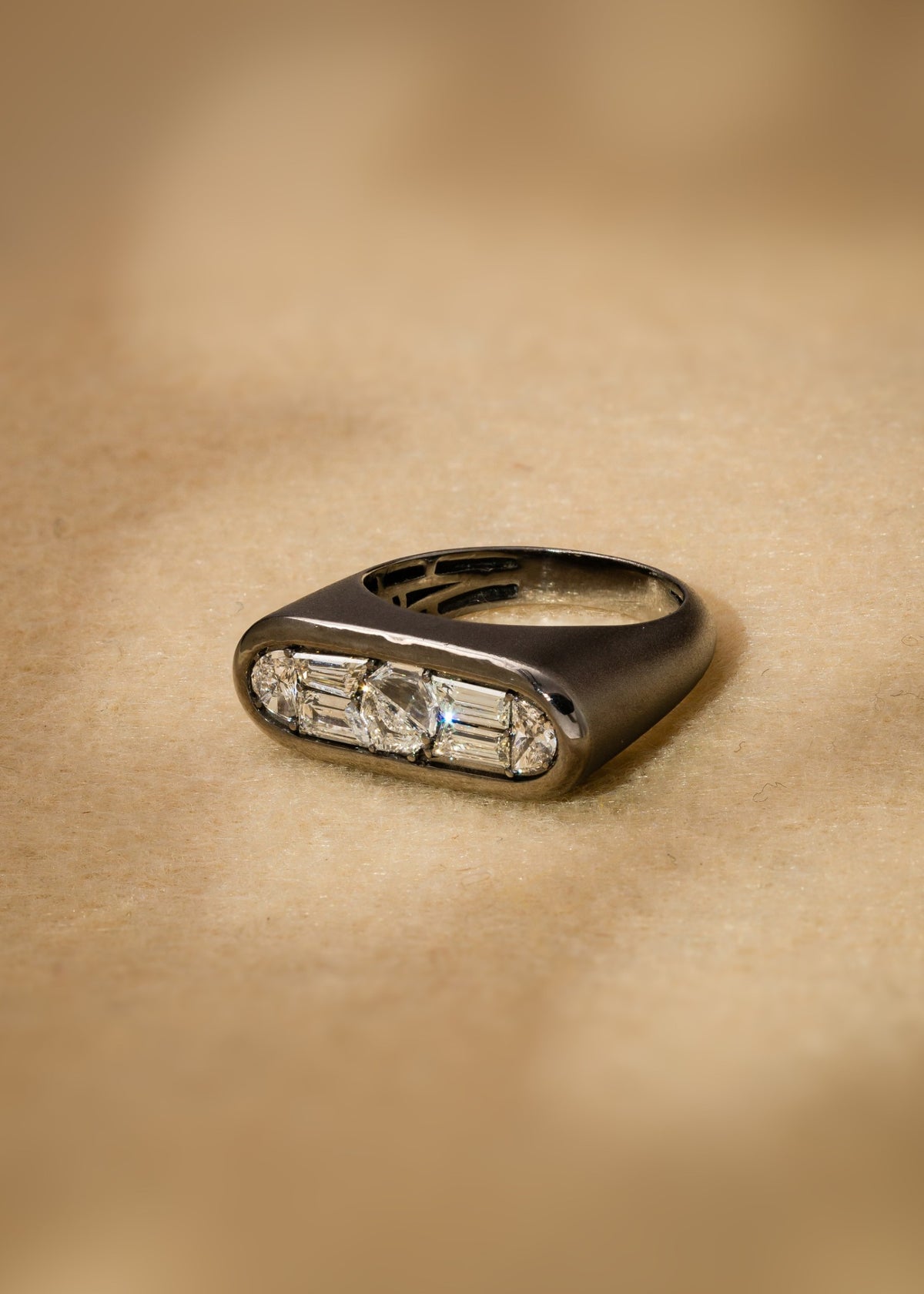 Rhodium Fancy Cut Ring