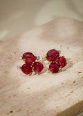 Spinel Cluster Earrings with Diamonds
