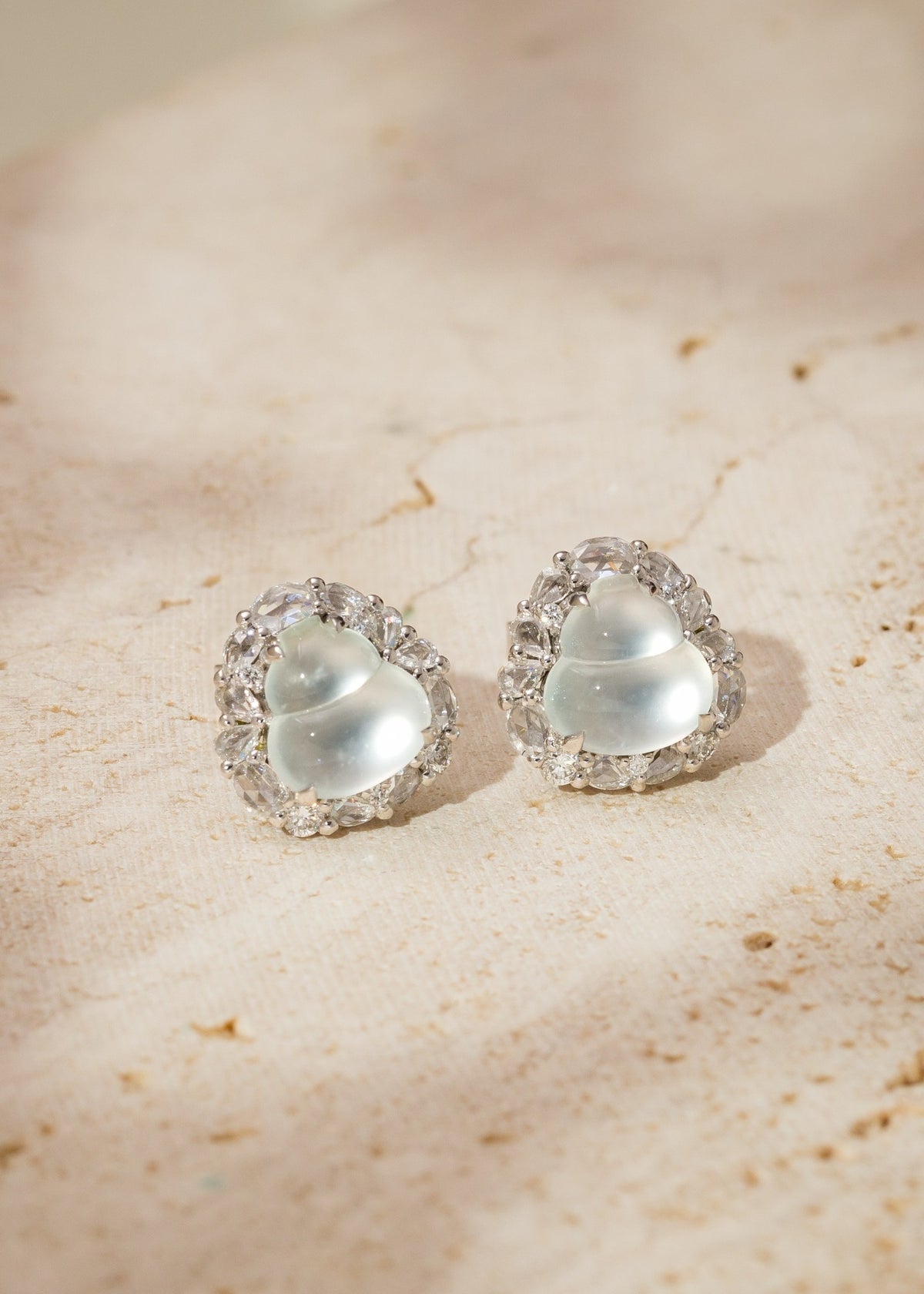 Fulu Ice Jade Earrings with Diamonds