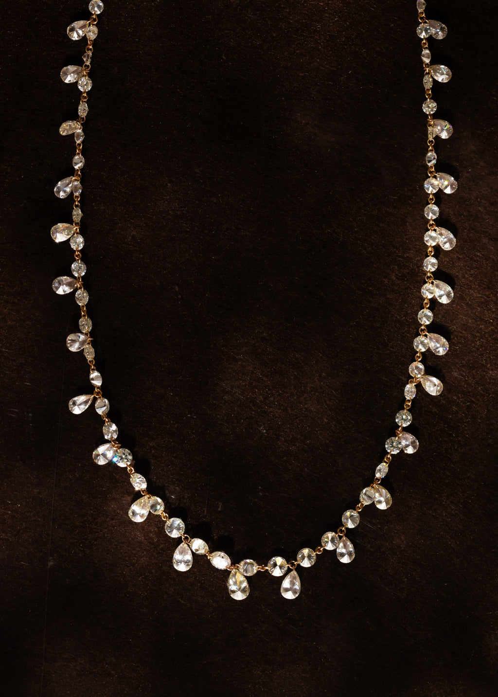 Pear Shape Dangling Drilled Diamond Necklace