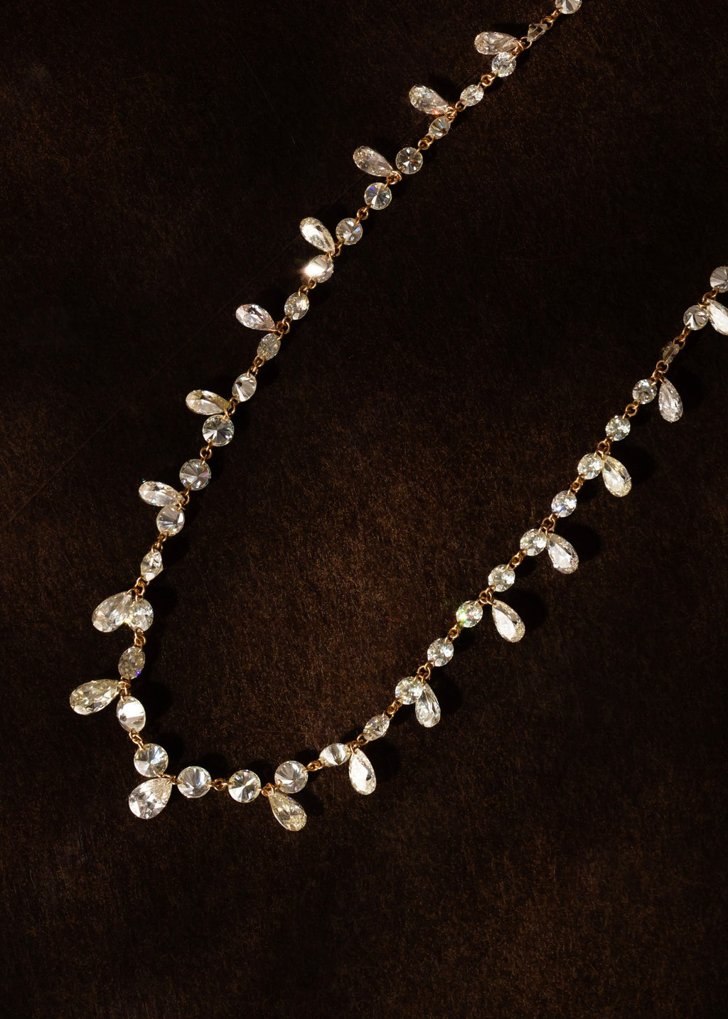 Pear Shape Dangling Drilled Diamond Necklace
