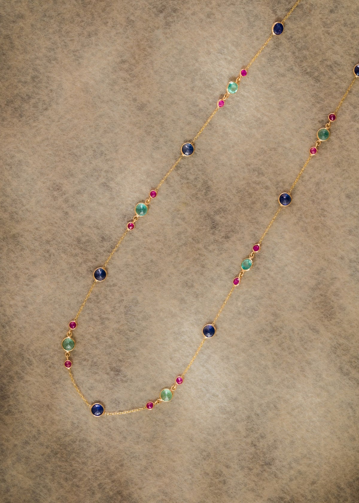 Emerald, Ruby, and Sapphire Necklace
