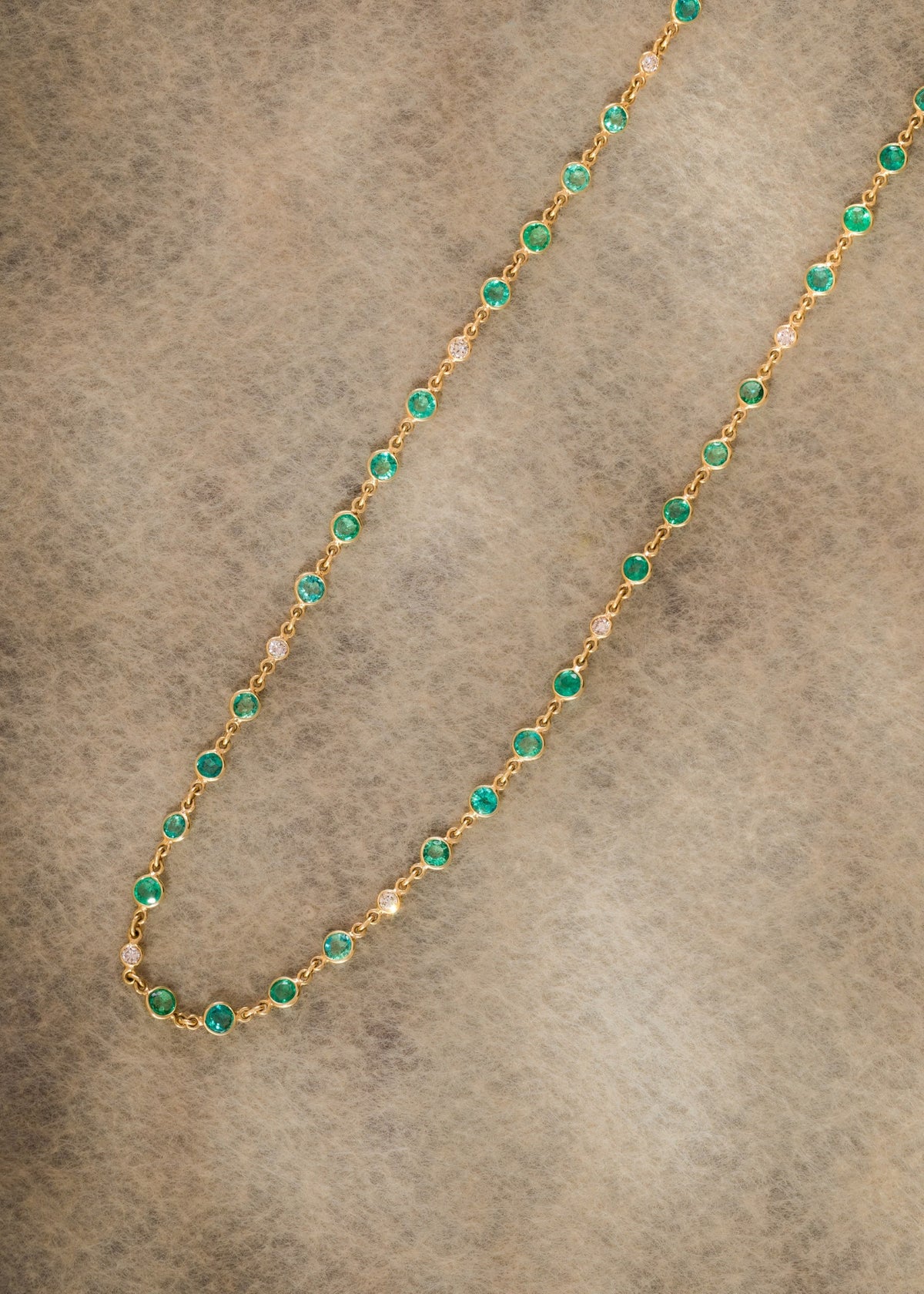 Emerald Long Chain with Diamonds