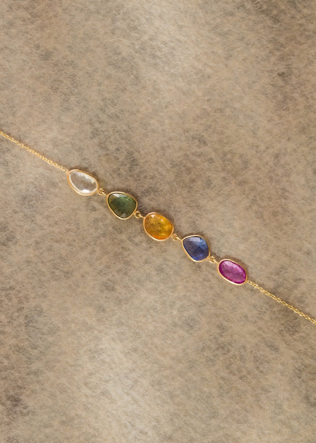 Multi Colored Sapphire Rose Cut Bracelet