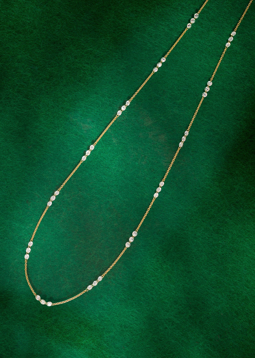 Drilled Station Necklace with 3 Round Diamonds per Gap