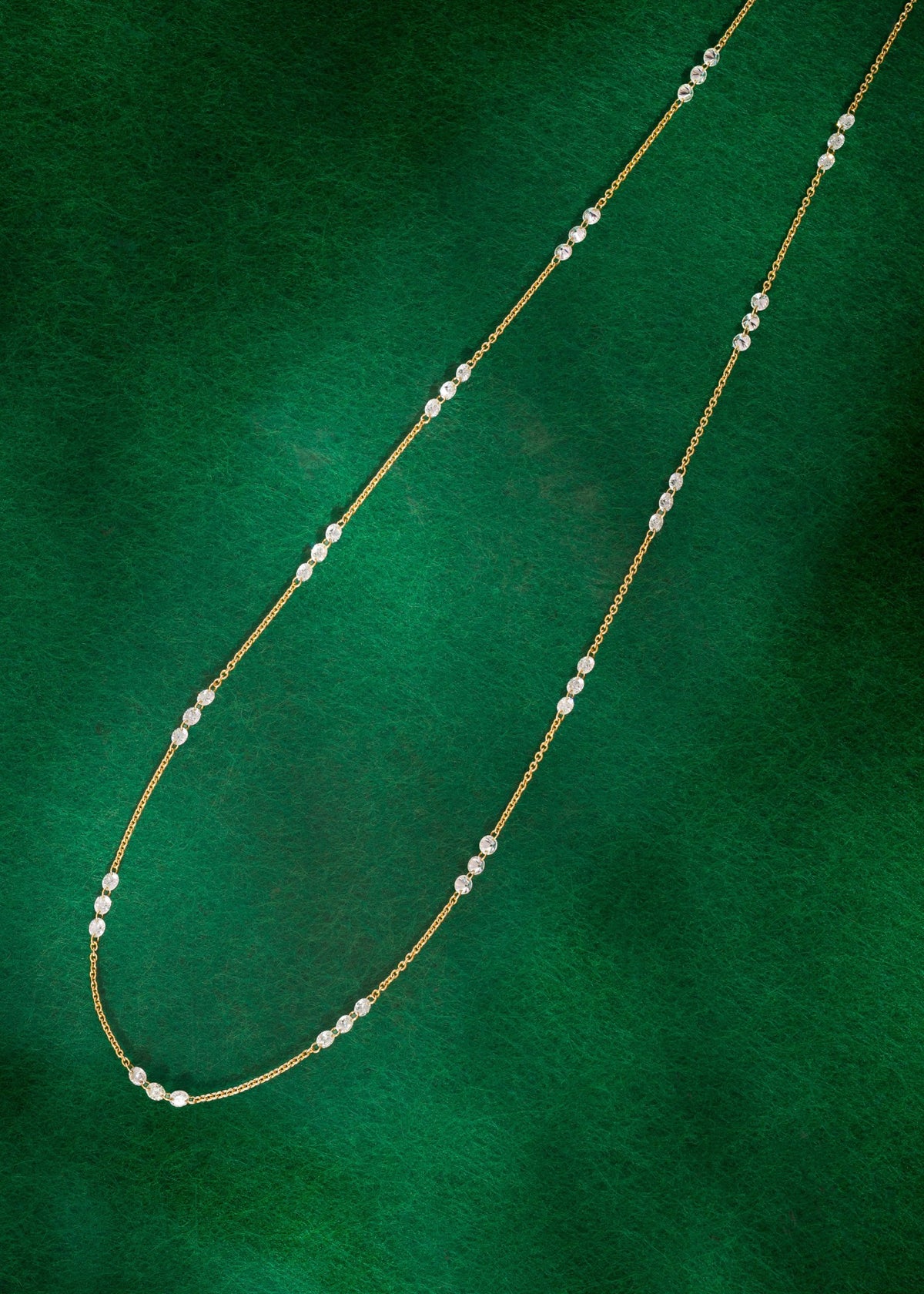 Drilled Station Necklace with 3 Round Diamonds per Gap