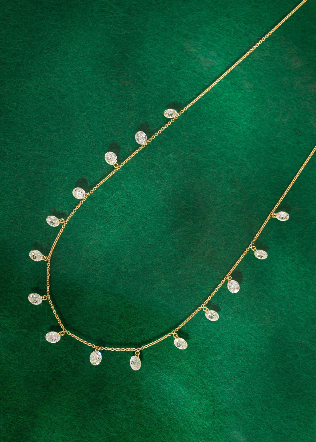 Drilled Hanging Necklace with Round Diamonds