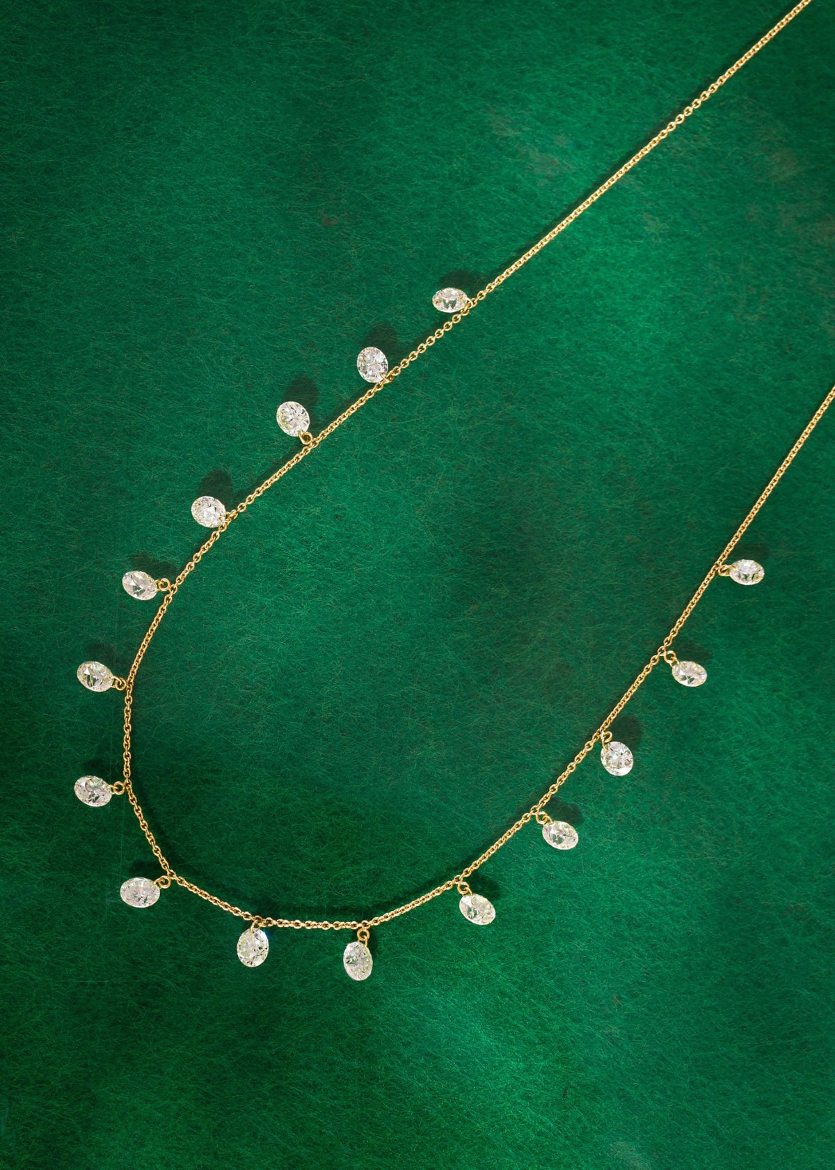 Drilled Hanging Necklace with Round Diamonds
