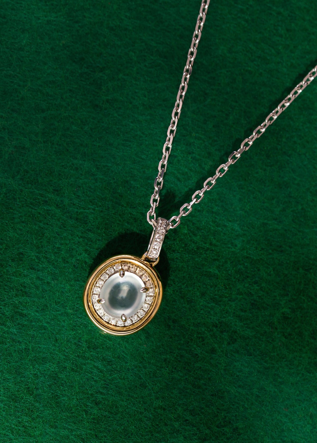 Ice Jade Pendant w/ Diamonds