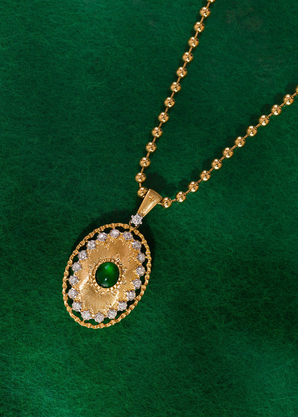 Jade Pendant with Florentine Finish and Diamonds