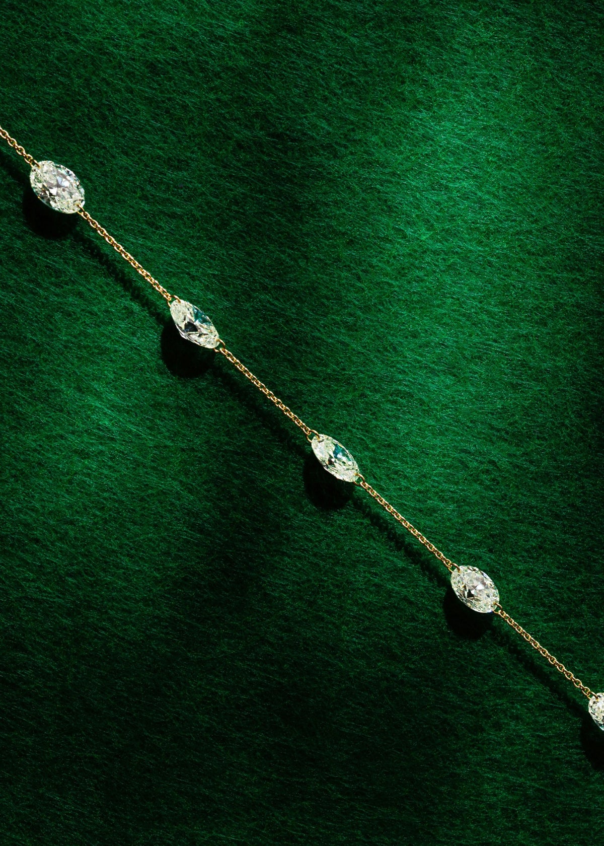 Drilled Station Necklace with Oval Diamonds