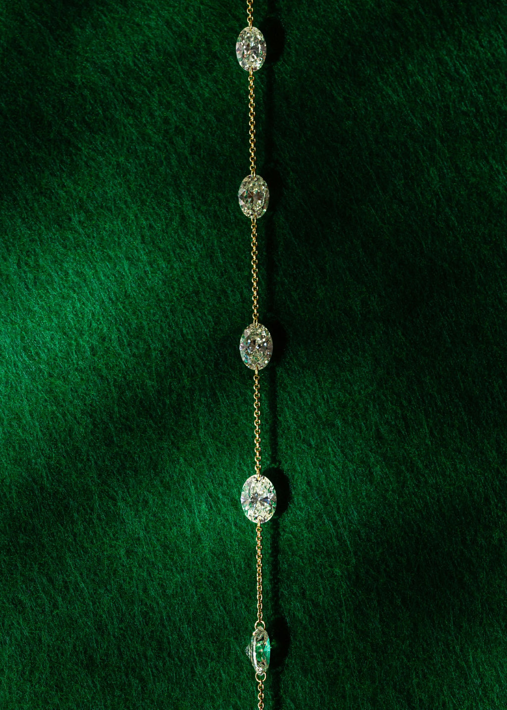 Drilled Station Necklace with Oval Diamonds
