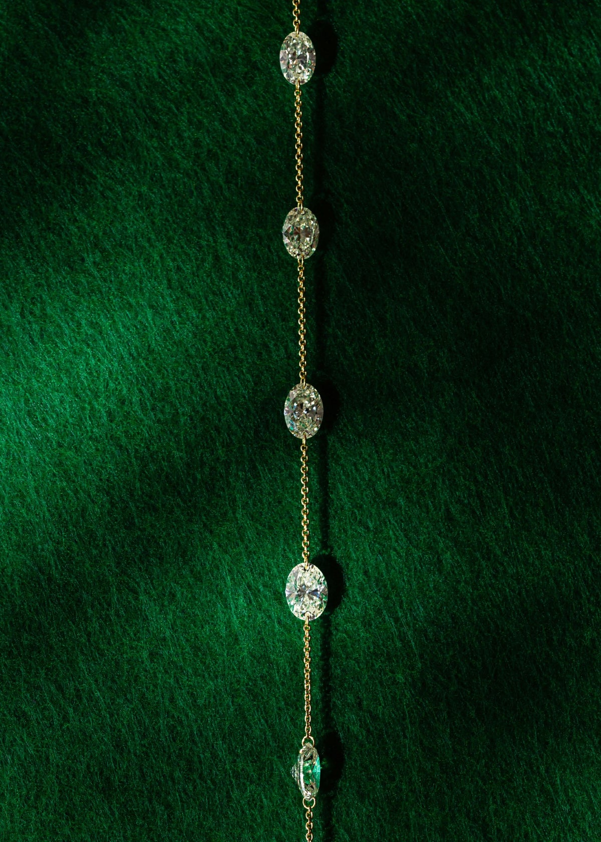 Drilled Station Necklace with Oval Diamonds