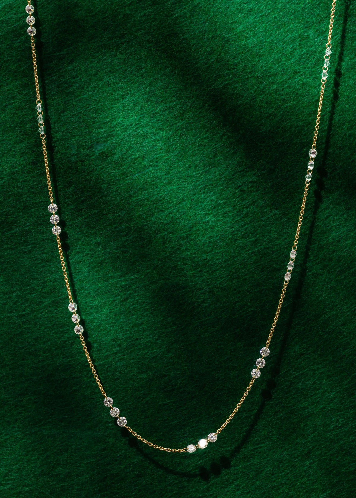 Drilled Station Necklace with 3 Round Diamonds per Gap