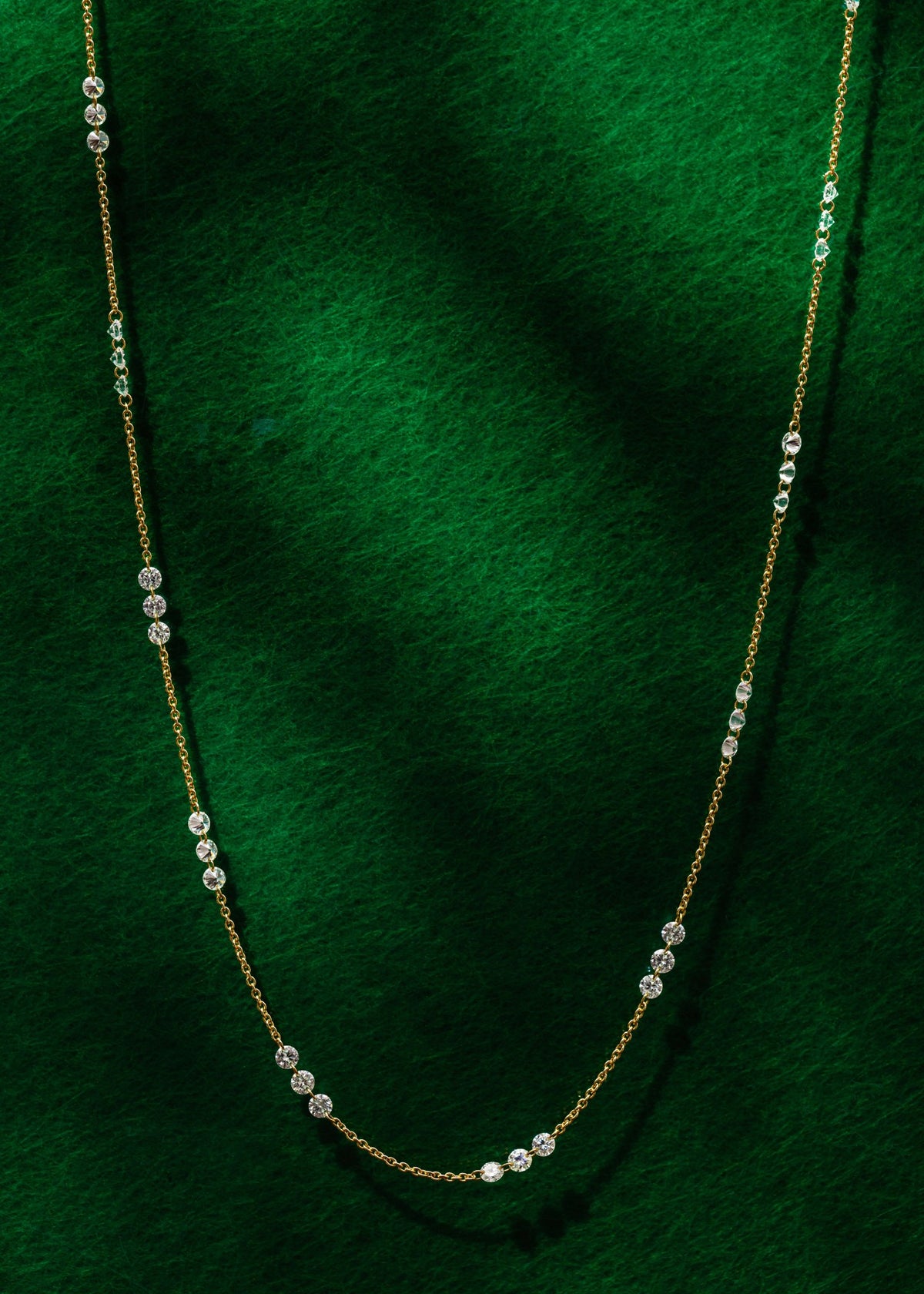 Drilled Station Necklace with 3 Round Diamonds per Gap