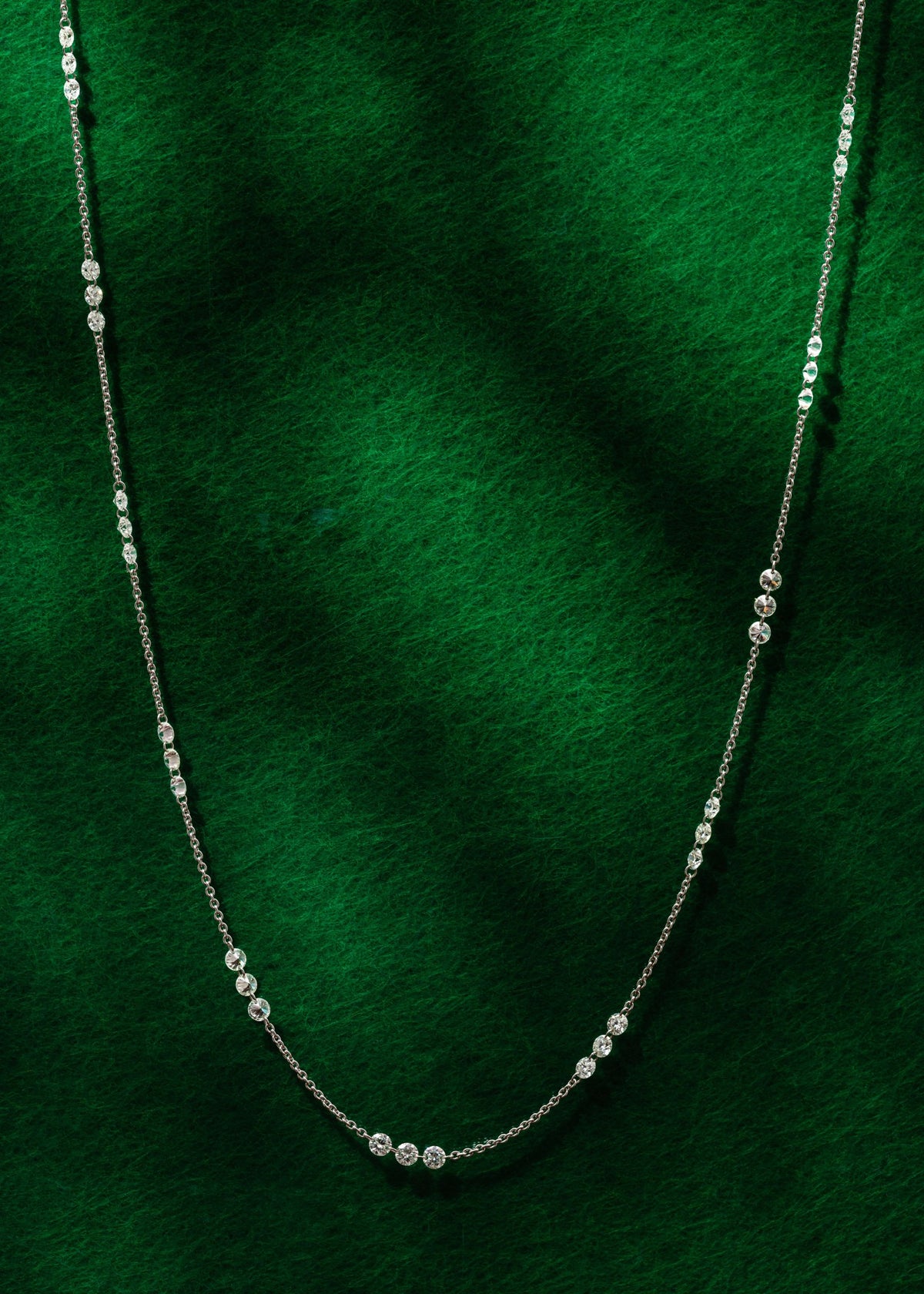 Drilled Station Necklace with 3 Round Diamonds per Gap