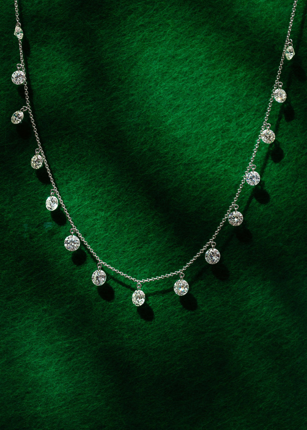 Drilled Hanging Necklace with Round Diamonds