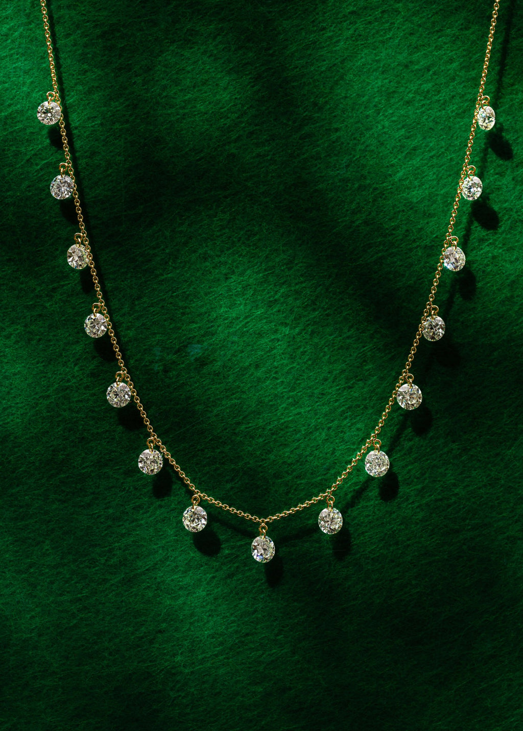 Drilled Hanging Necklace with Round Diamonds