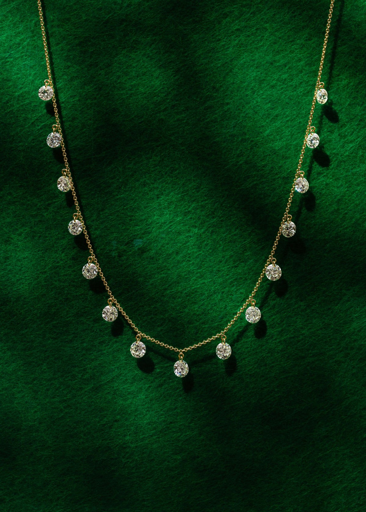 Drilled Hanging Necklace with Round Diamonds