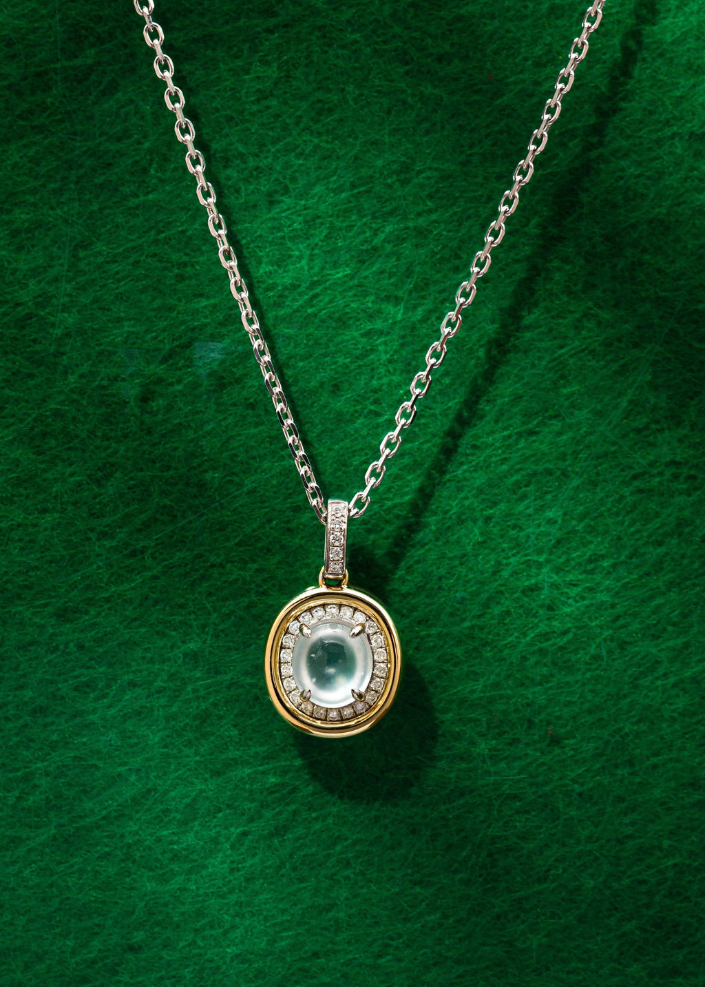 Ice Jade Pendant w/ Diamonds