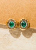 Emerald Cabochon Tubogas Earrings with Diamonds