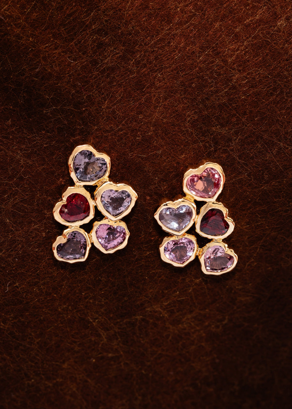Spinel Hammered Heart Earrings