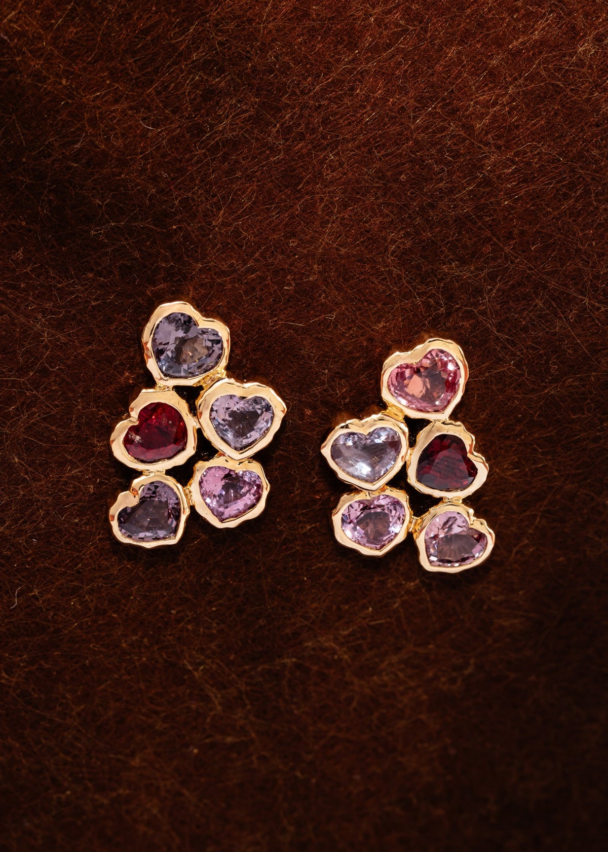 Spinel Hammered Heart Earrings