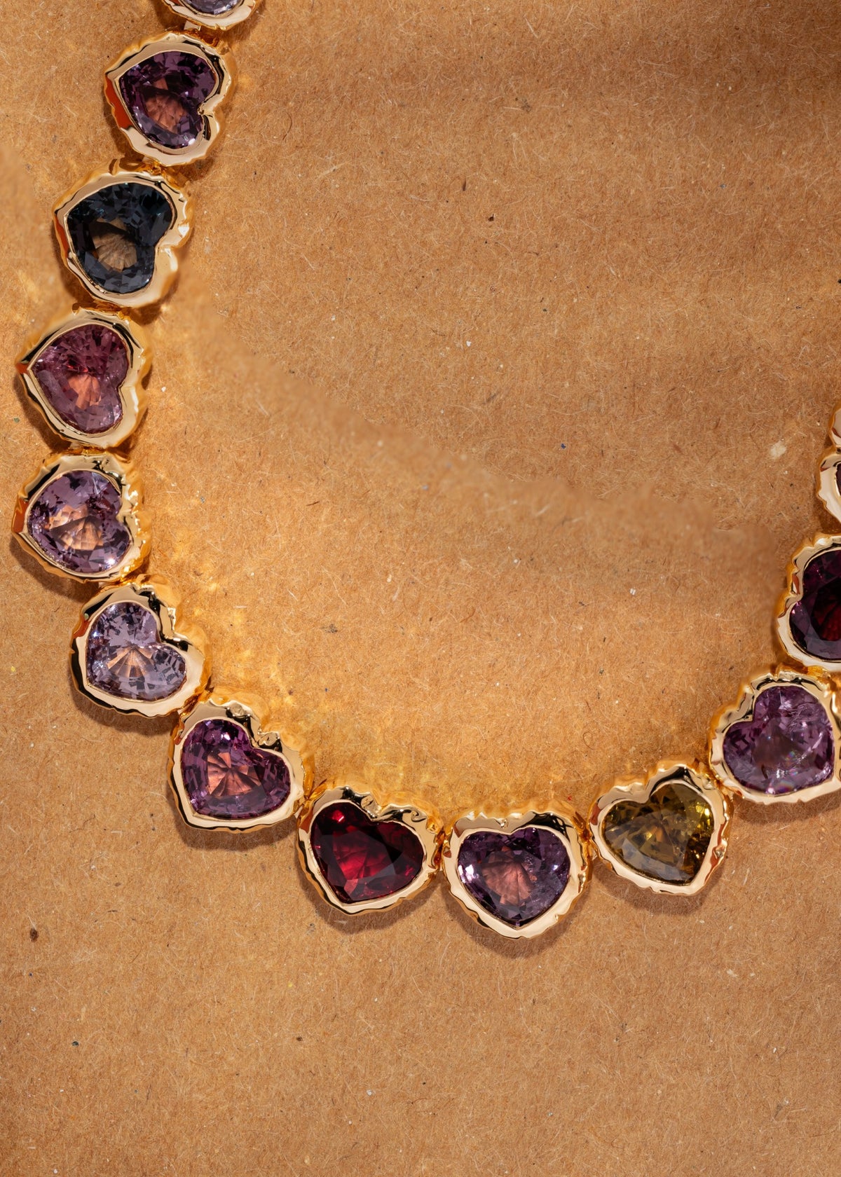 Spinel Hammered Heart Necklace