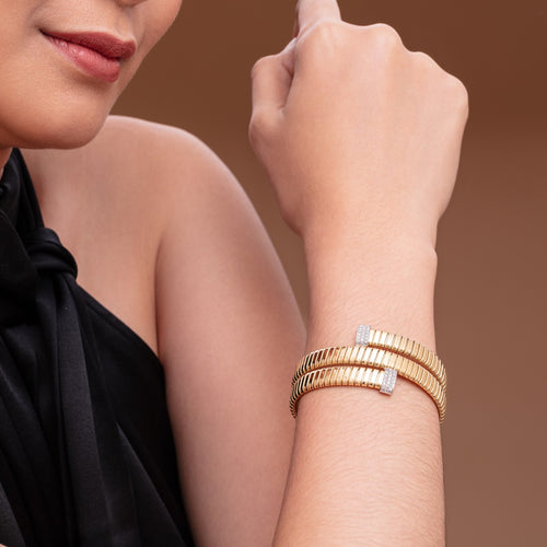 3 LAYER YELLOW GOLD TUBOGAS bracelets with bracelet styling
