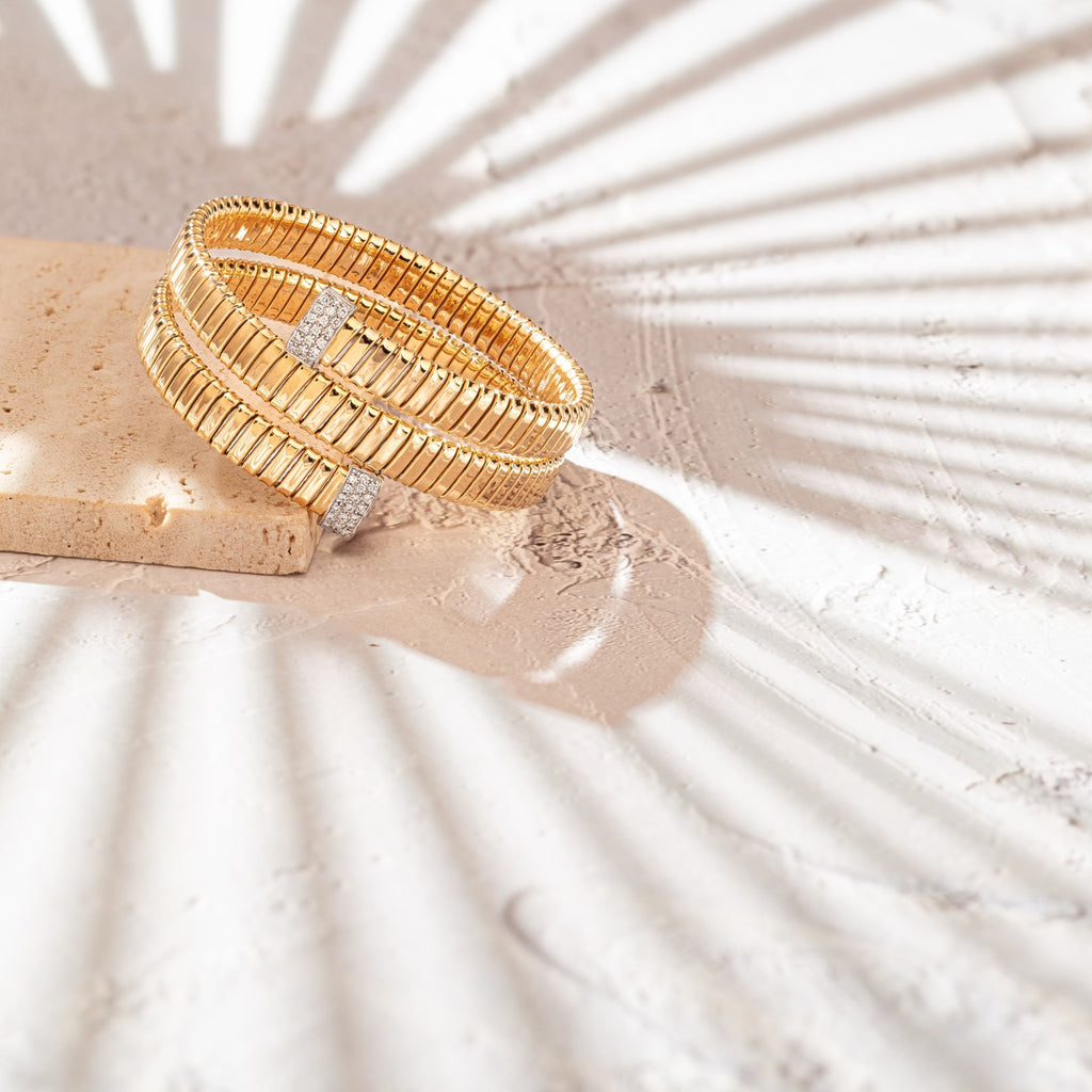 3 LAYER YELLOW GOLD TUBOGAS bracelets with bracelet styling