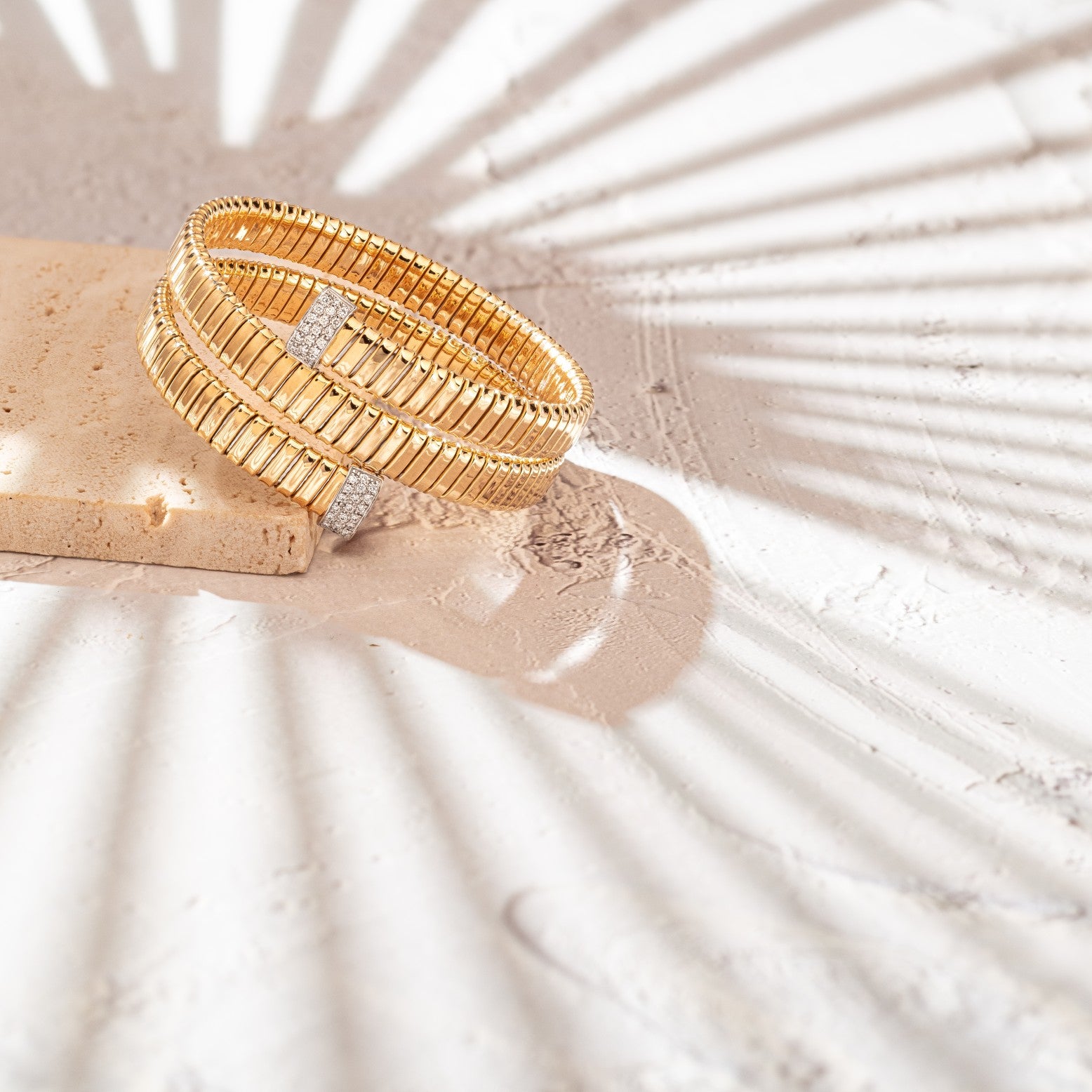 3 LAYER YELLOW GOLD TUBOGAS bracelets with bracelet styling
