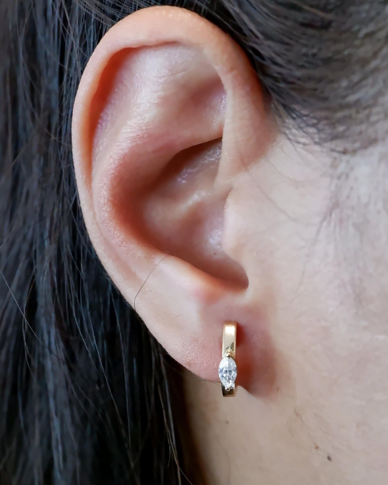 Ear Spree Marquise Diamond Huggie diamond earrings in gold