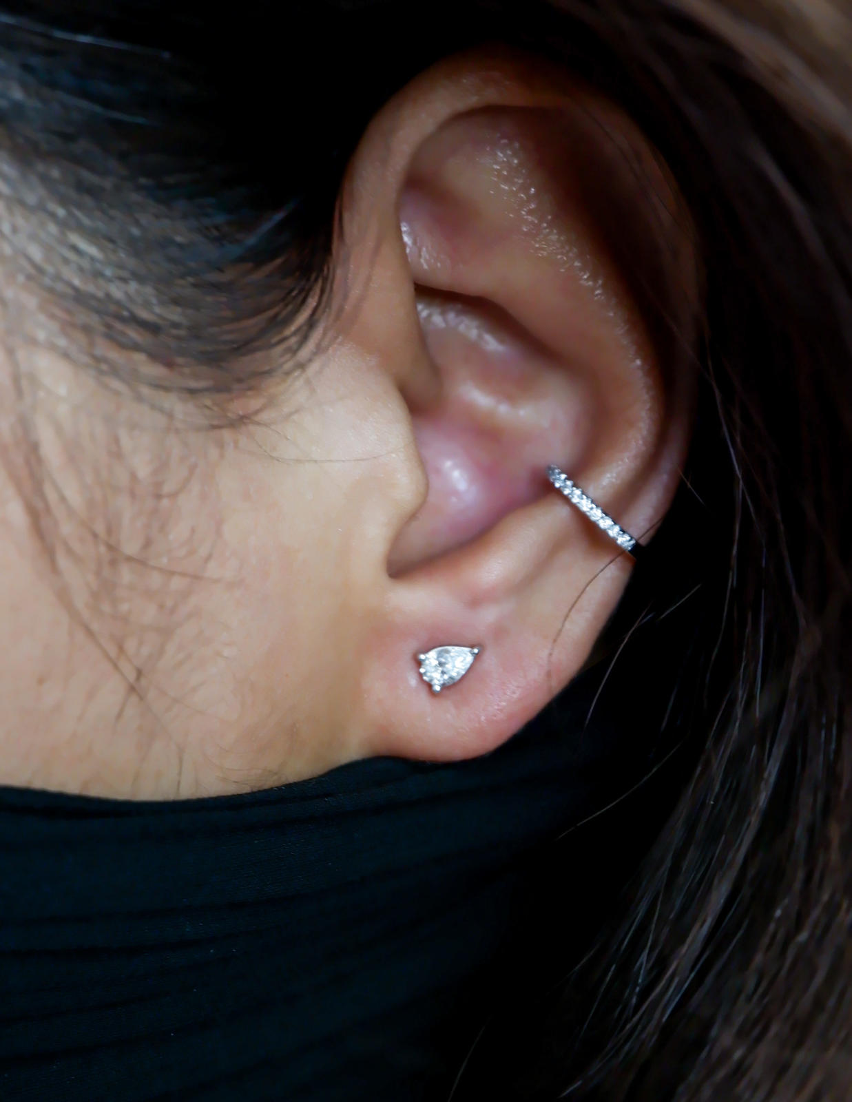 Close-up of Ear Spree Pear Studded