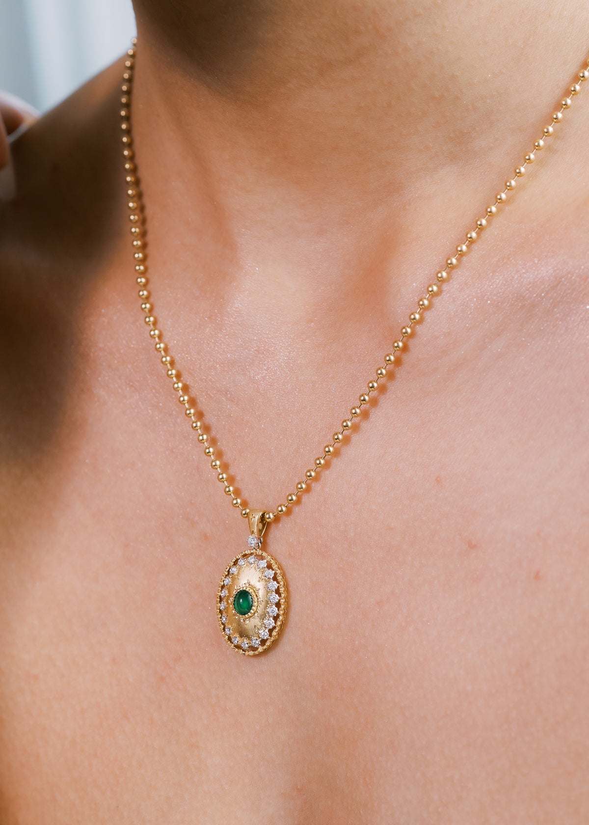Jade Pendant with Florentine Finish and Diamonds