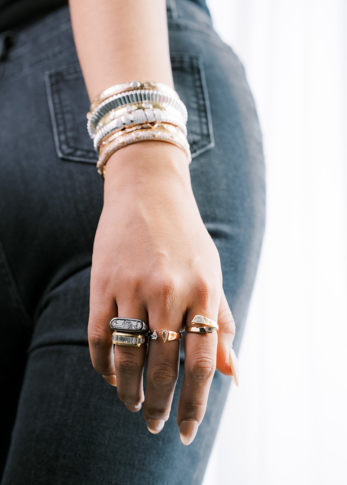 Rhodium Fancy Cut Ring