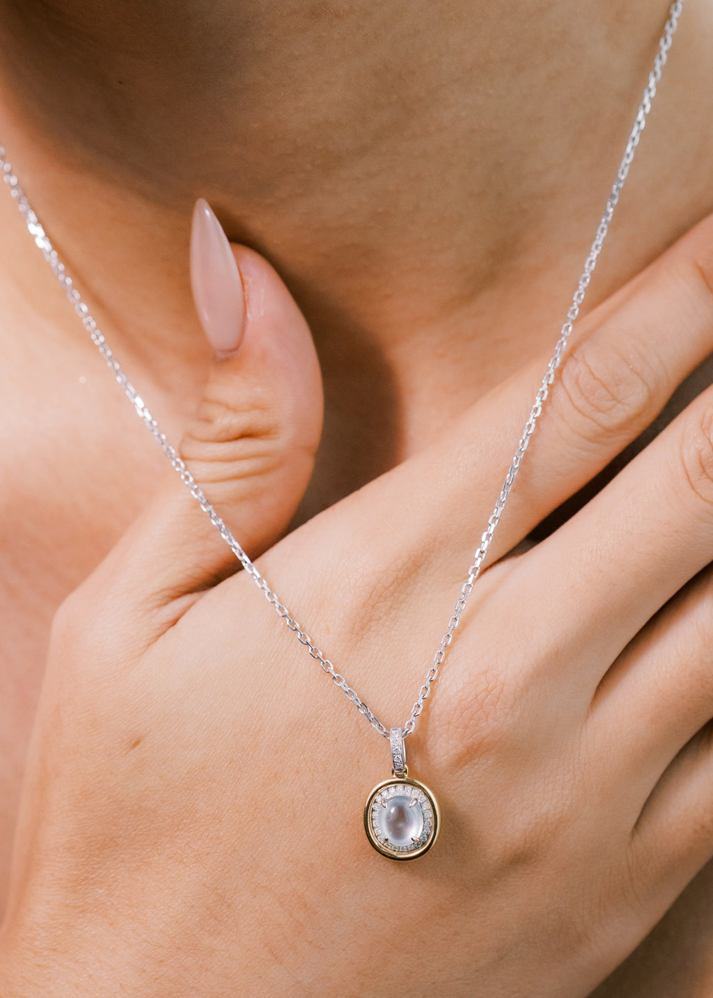 Ice Jade Pendant w/ Diamonds